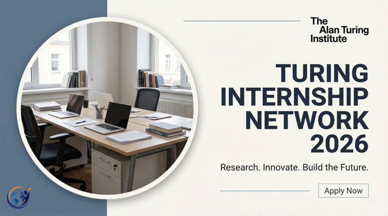 Professional recruitment banner for Turing Internship Network 2026 PhD placements
